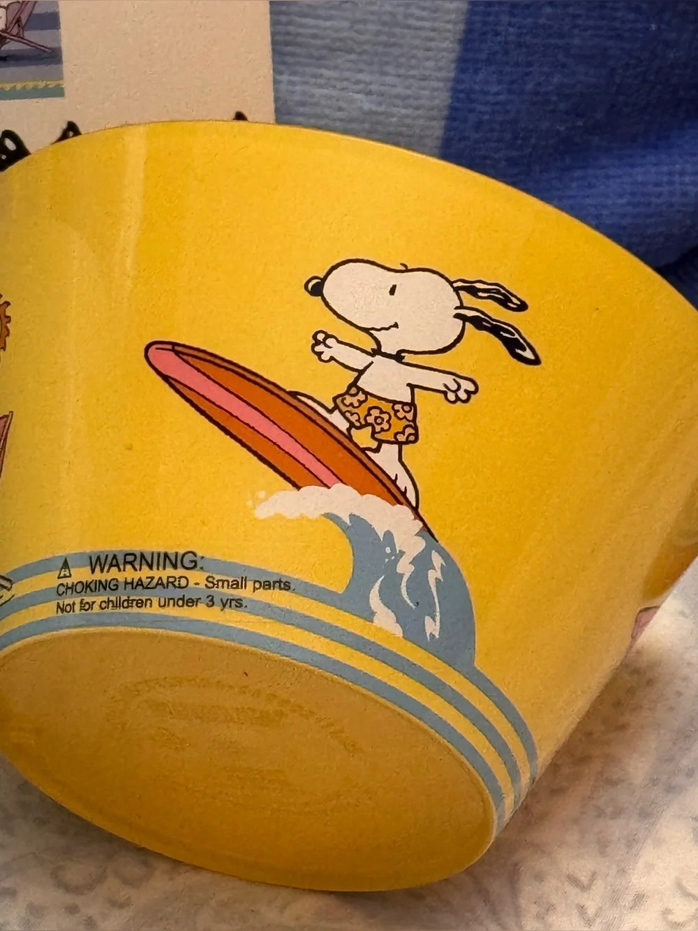 Peanuts Snoopy Beach Pool Bath Towel, 2 snack bowls & 16 oz Straw Bottle B